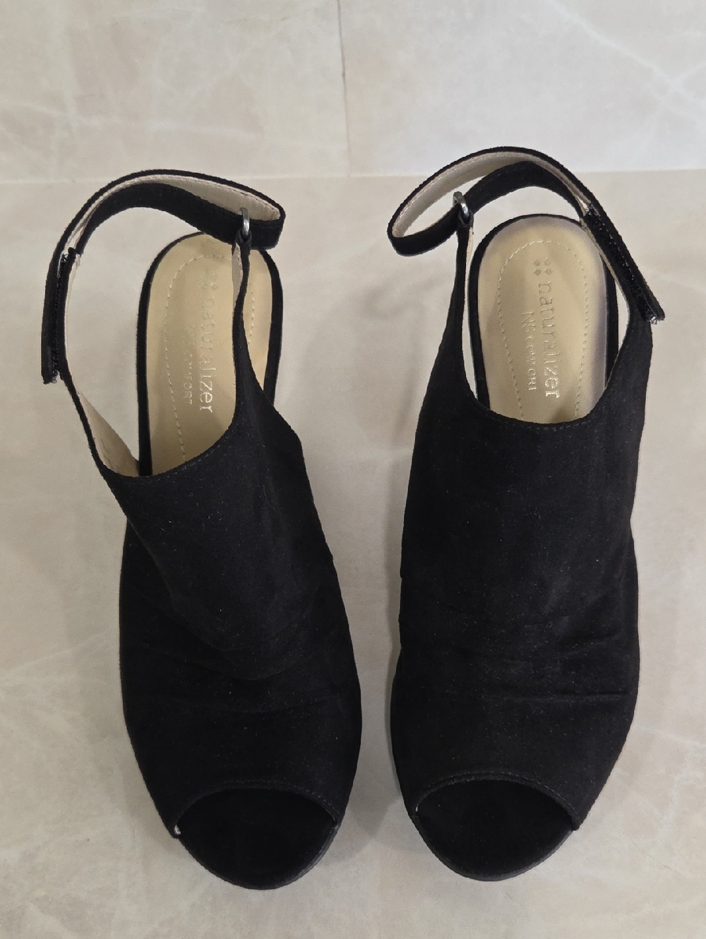 Naturalizer Black Open-Toe Heels...Suede...SIZE 7M